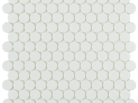 Matte White Circle - Glass Penny Round Mosaic Tile Online now